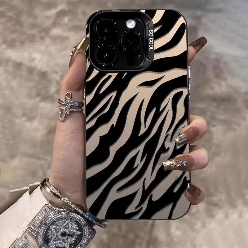 Apple Iphone 16 - Zebra-patroon Zwarte Geavanceerde IMD Stootvaste Hoes