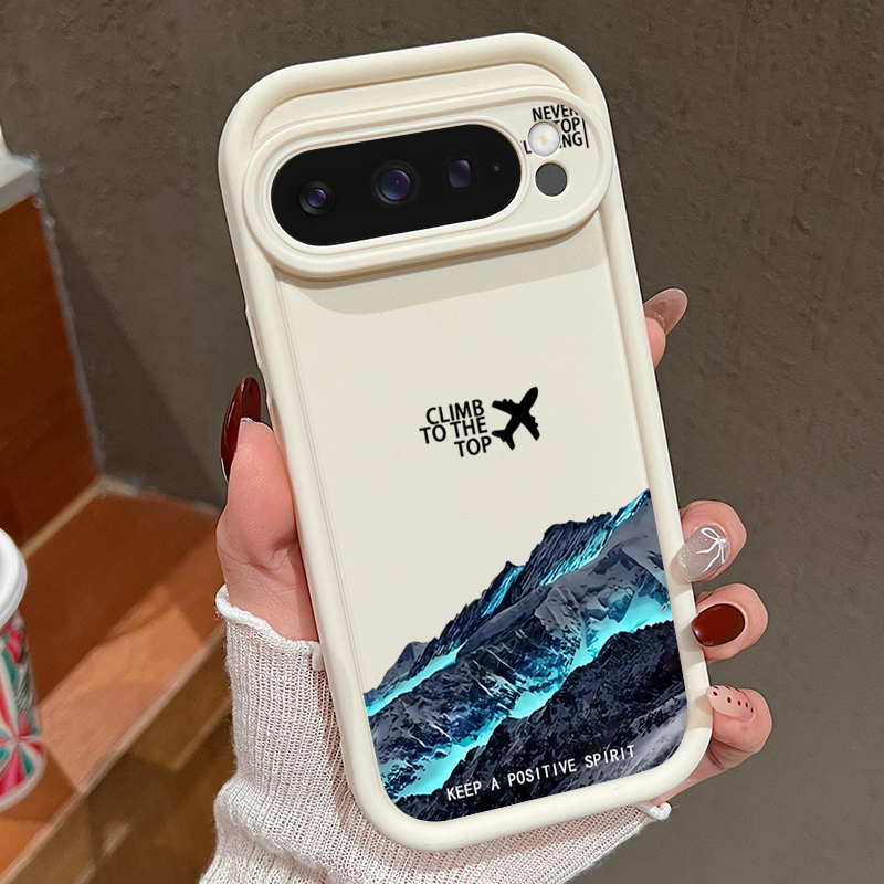 Google Pixel 9 Pro - Vliegtuig Sneeuw Berg Patroon Telefoonhoesje Voor